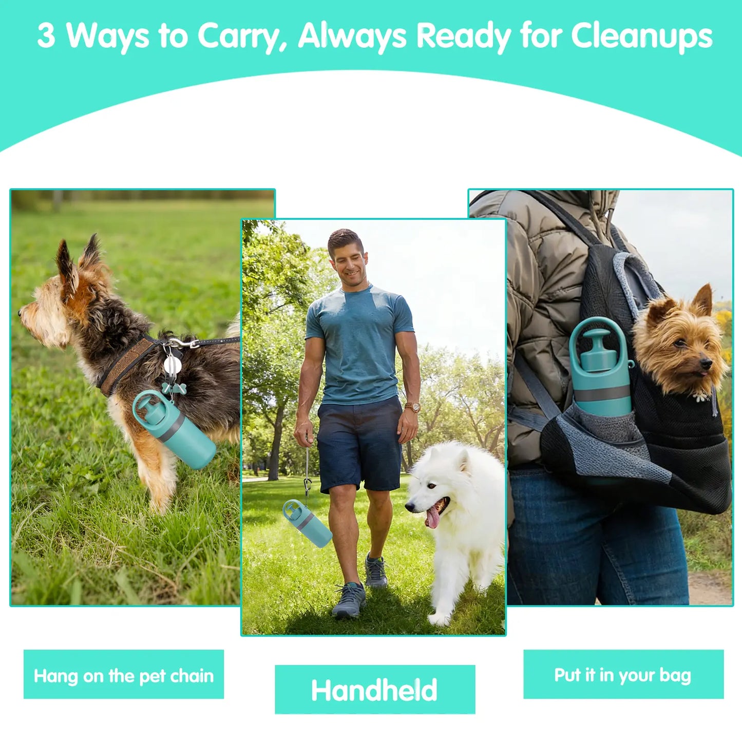 GOYJOY Protable Pet Poop Scooper,1 Count Dog Waste Bag Holder, Pet Waste Bag Dispenser, Outdoor Dog Poop Scooper&Dog Poop Bag Holder- Portable Travel Accessory for Small & Large Dogs