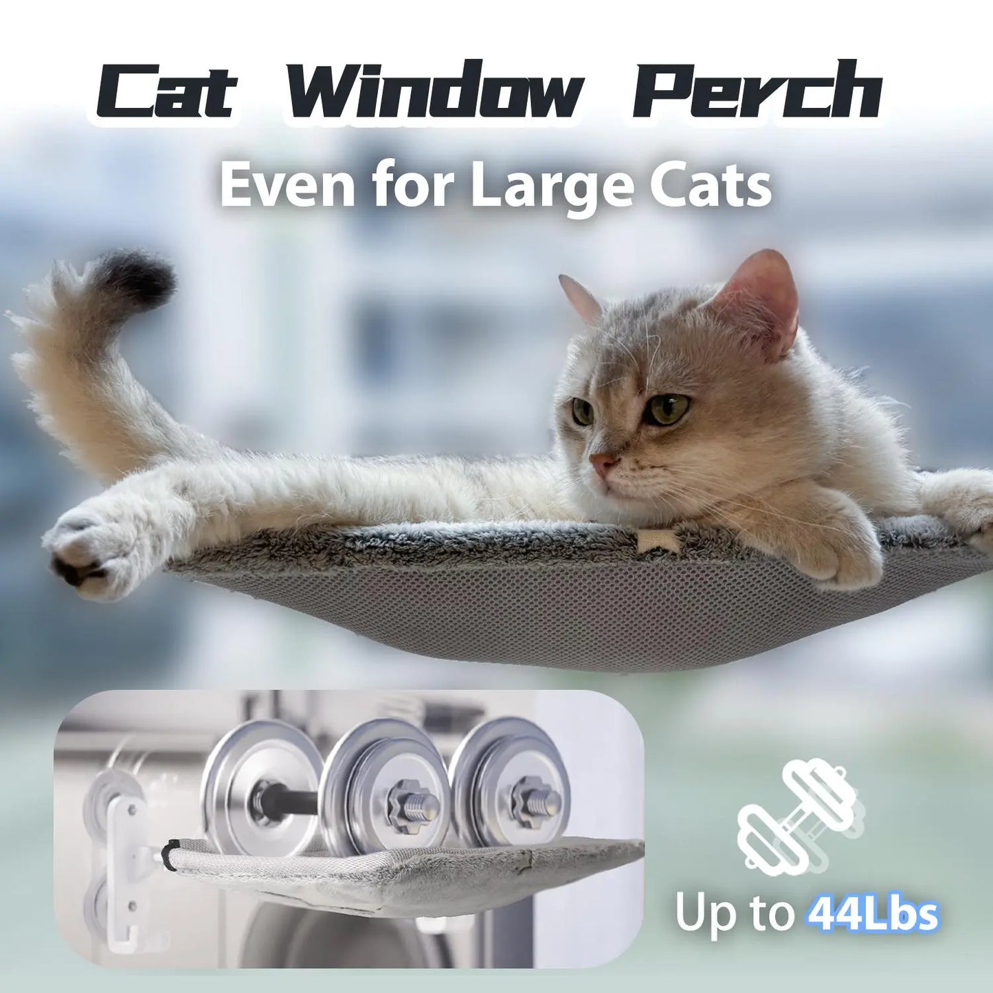 Cat Window Perchfor Large Cats,Glow in the Dark,Hammock with Hook Design Double-Sided Fabric Cover, Foldable Window Seat,Sunbathing