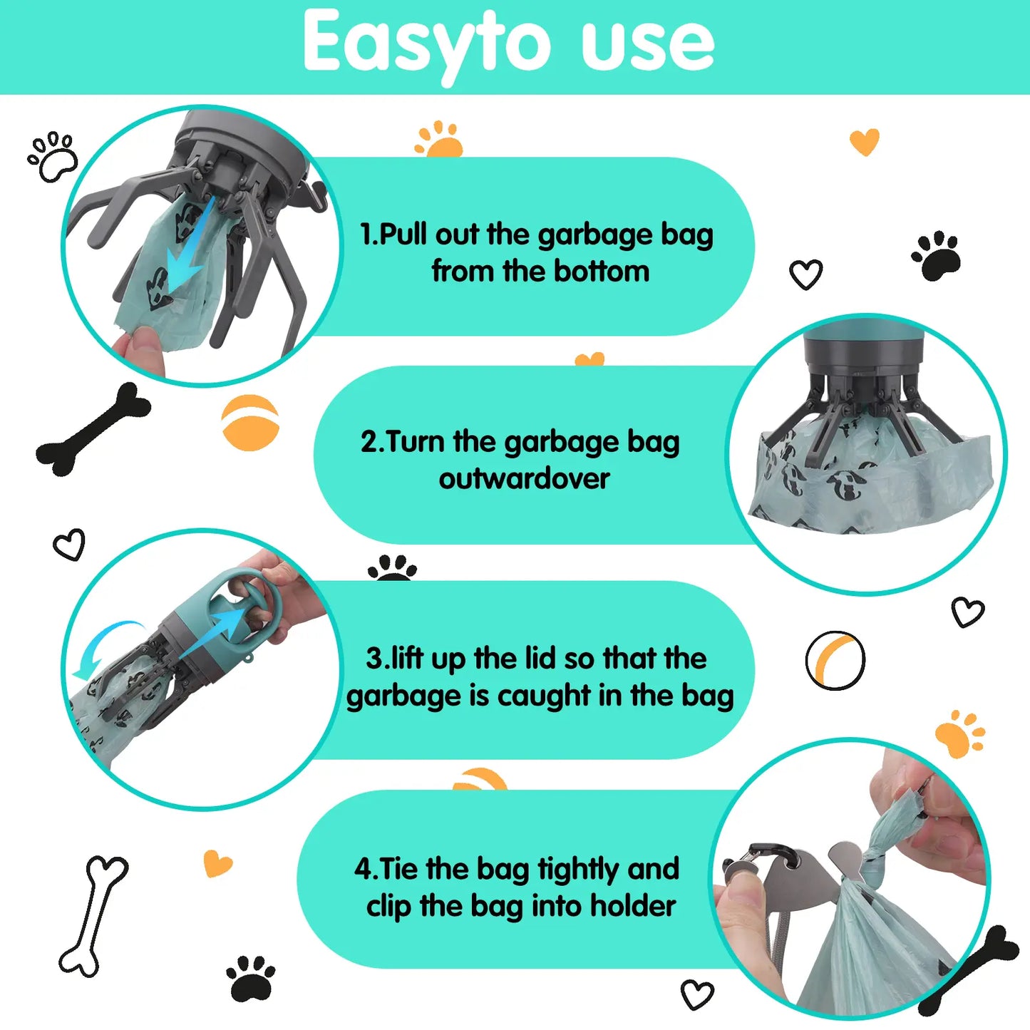 GOYJOY Protable Pet Poop Scooper,1 Count Dog Waste Bag Holder, Pet Waste Bag Dispenser, Outdoor Dog Poop Scooper&Dog Poop Bag Holder- Portable Travel Accessory for Small & Large Dogs