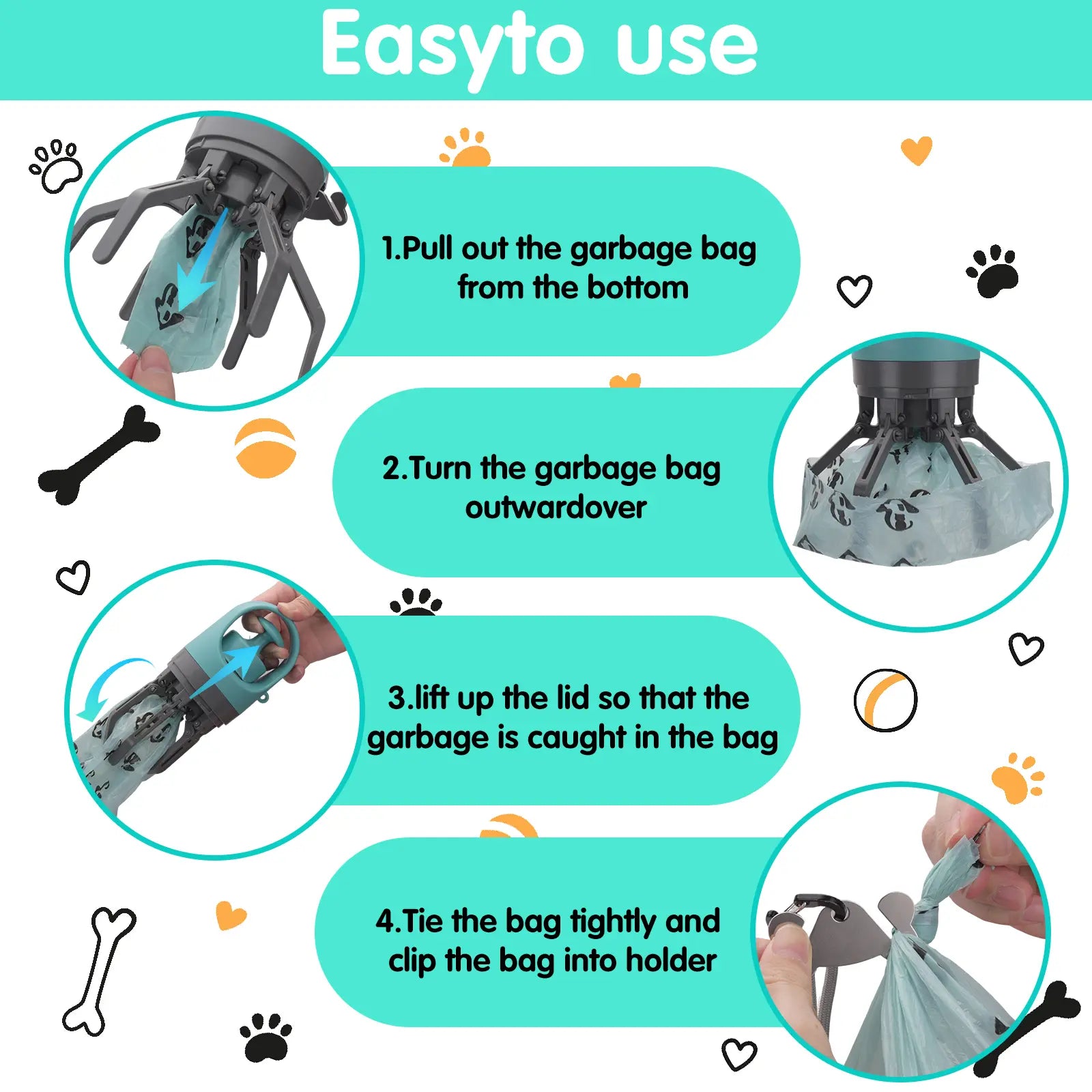 GOYJOY Protable Pet Poop Scooper,1 Count Dog Waste Bag Holder, Pet Waste Bag Dispenser, Outdoor Dog Poop Scooper&Dog Poop Bag Holder- Portable Travel Accessory for Small & Large Dogs