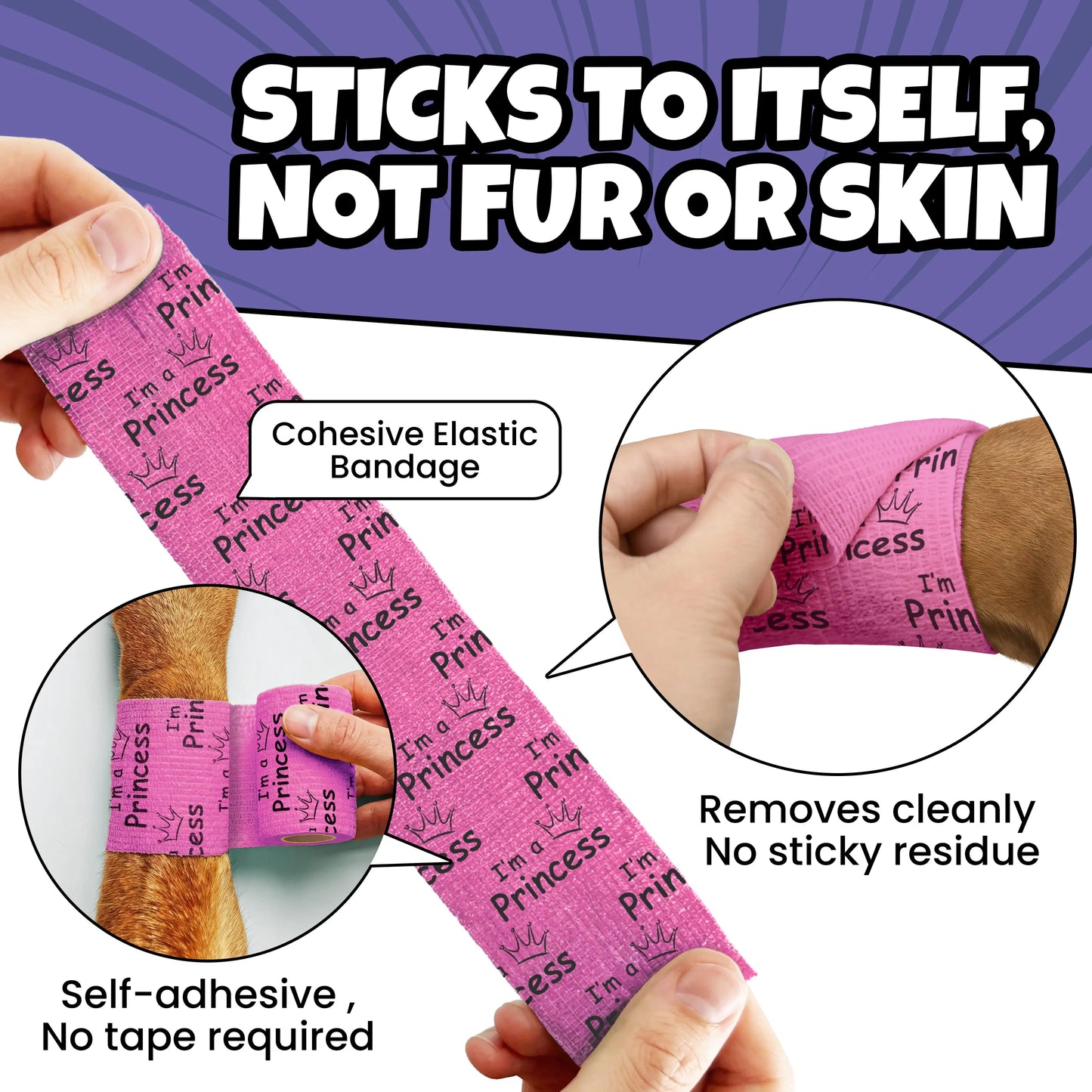 Non-Stick Bandage Wrap for Dogs – Oops Wraps by Rubyloo - Funny Dog Bandages for Wounds - 2" Self-Adhesive Wrap - Breathable Pet Wrap Bandage for Hot Spots & Injuries
