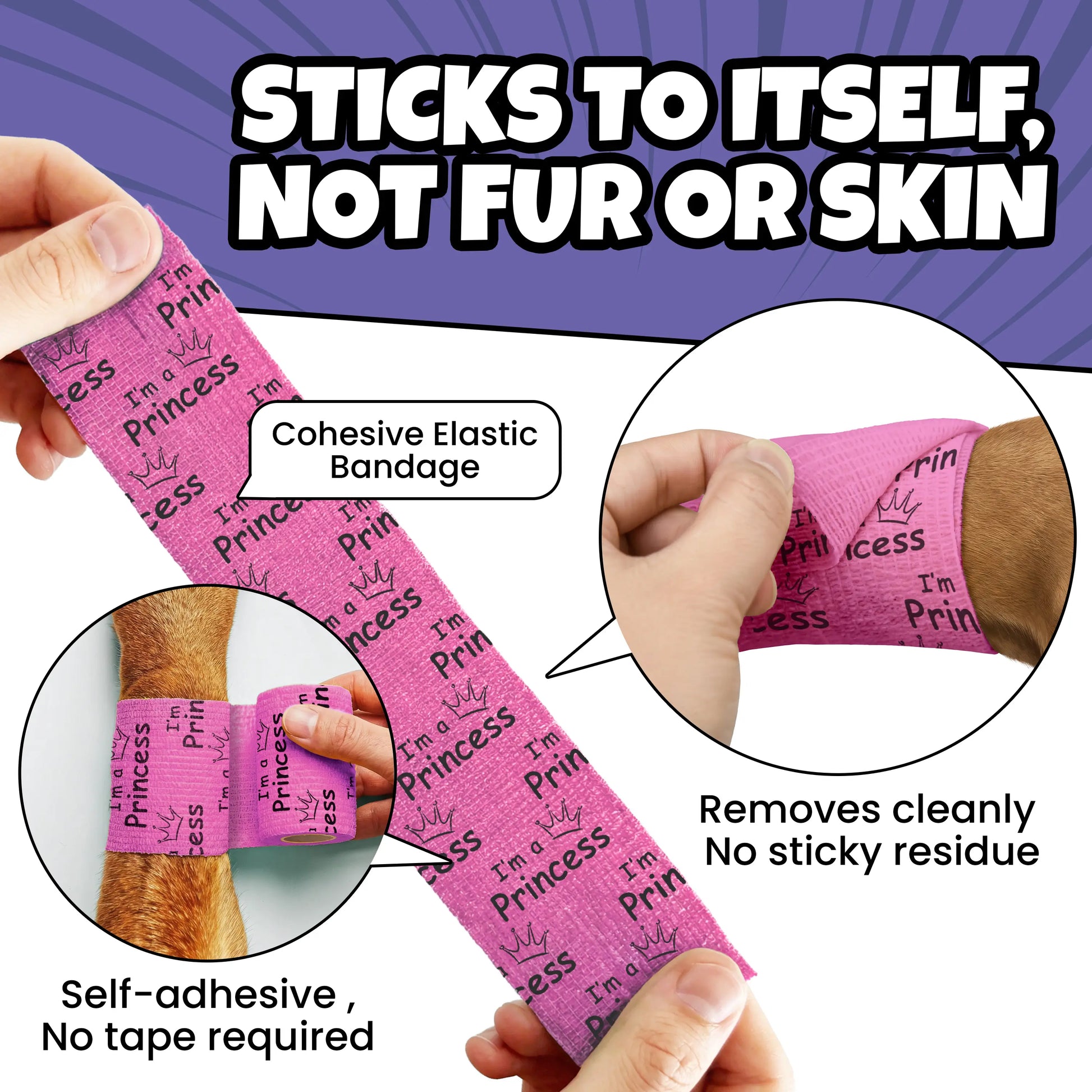 Non-Stick Bandage Wrap for Dogs – Oops Wraps by Rubyloo - Funny Dog Bandages for Wounds - 2" Self-Adhesive Wrap - Breathable Pet Wrap Bandage for Hot Spots & Injuries