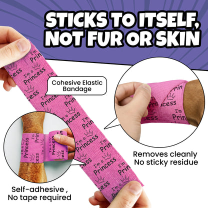 Non-Stick Bandage Wrap for Dogs – Oops Wraps by Rubyloo - Funny Dog Bandages for Wounds - 2" Self-Adhesive Wrap - Breathable Pet Wrap Bandage for Hot Spots & Injuries