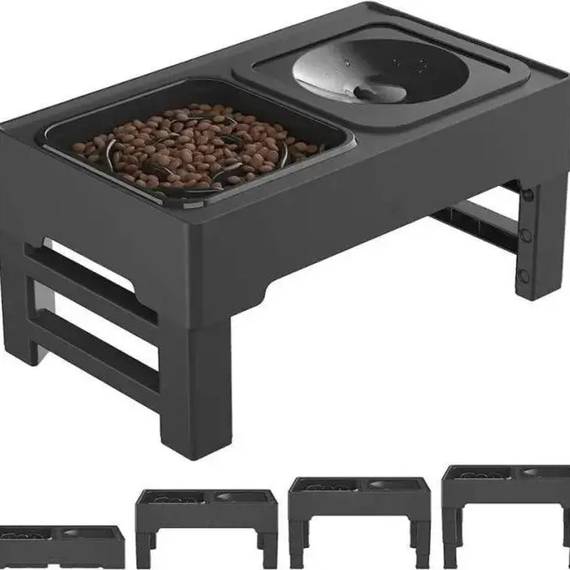 GOYJOY Adjustable Elevated Dog Bowls with Anti-Slip Design - Ergonomic Raised Feeding Station for Dogs and Cats, Suitable for Small to Large Pets, Includes Slow Feeders and No-Spill Water Bowl