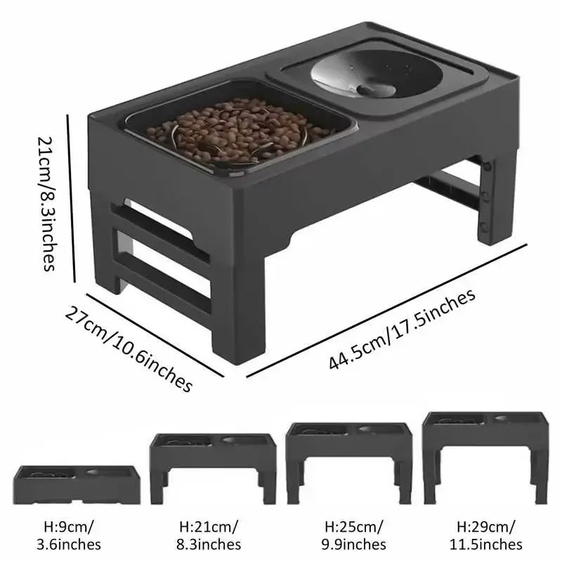 GOYJOY Adjustable Elevated Dog Bowls with Anti-Slip Design - Ergonomic Raised Feeding Station for Dogs and Cats, Suitable for Small to Large Pets, Includes Slow Feeders and No-Spill Water Bowl